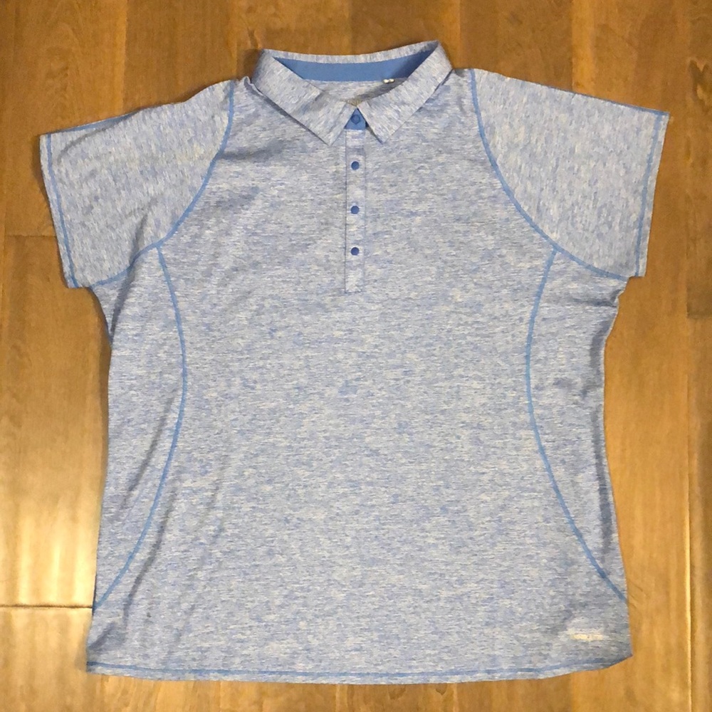 Annika Cutter & Buck golf shirt top 50 UPF+ XXL blue heather snap front closure
